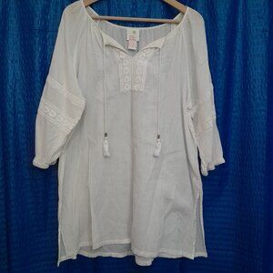 HEARTS OF PALM Beach Wear White Tunic or Cover-up Size XL